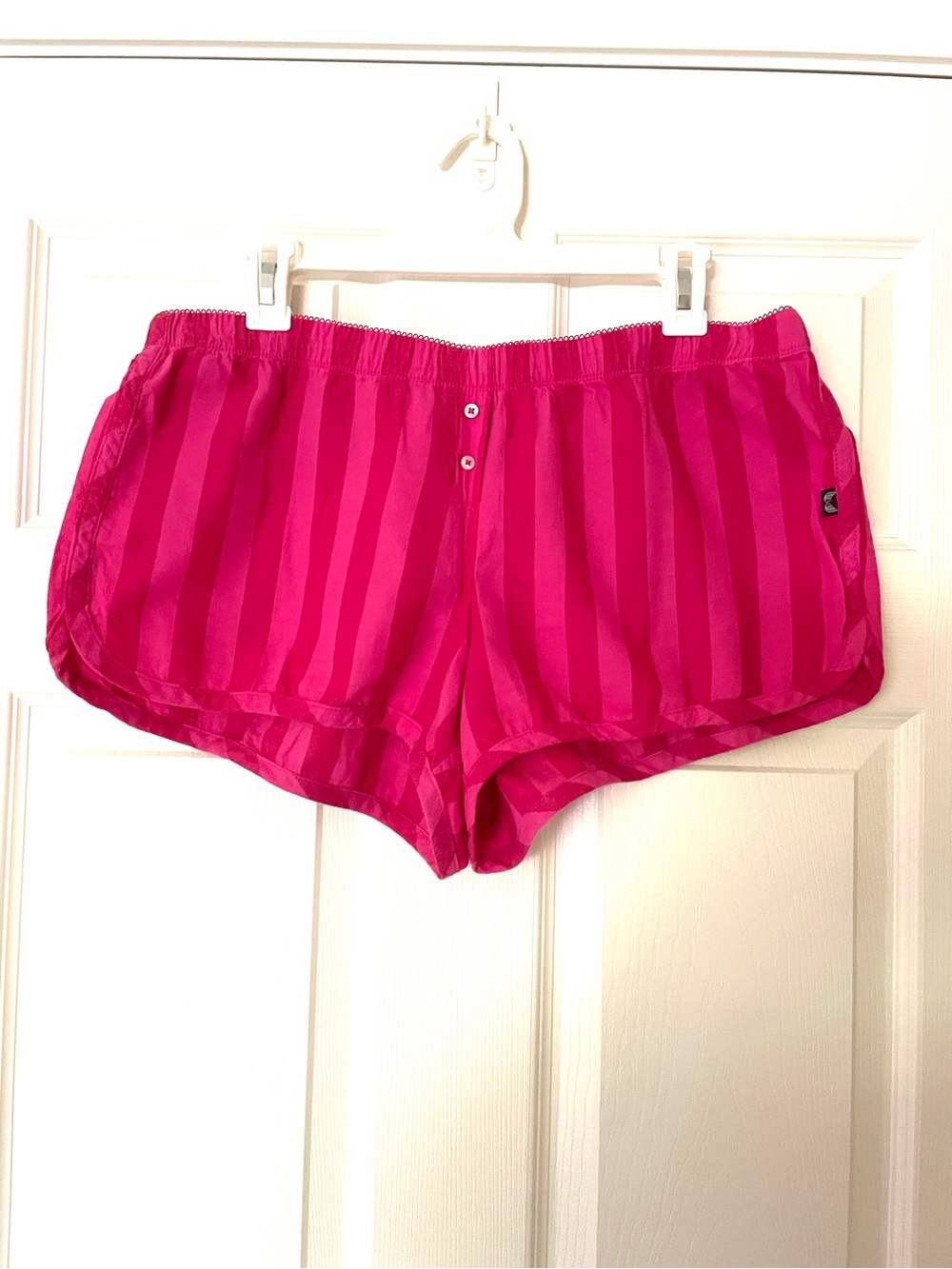 EUC Victoria’s Secret Vintage Pink Flannel Pajama Boxer Shorts Hot Pink Stripes